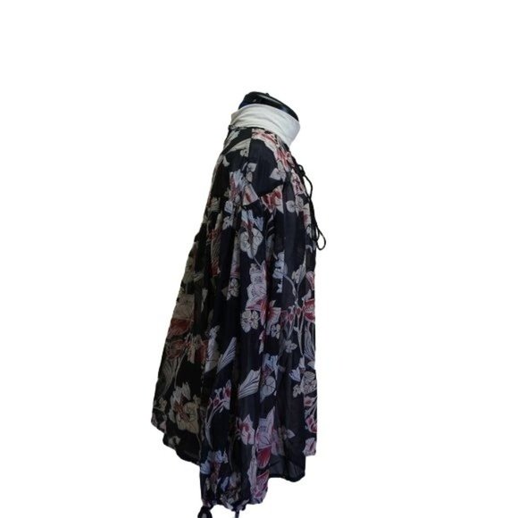 Madisonne boho tassel long sleeve poet top M black, pink - Picture 3 of 8